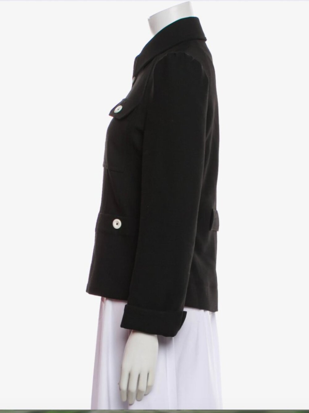 ME+EM Tailored Black Jacket with White Buttons and Removable Belt US Size 6 - Picture 2 of 11
